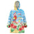 Hawaii Christmas Wearable Blanket Hoodie Funny Macaw Parrot Tropical Vibe