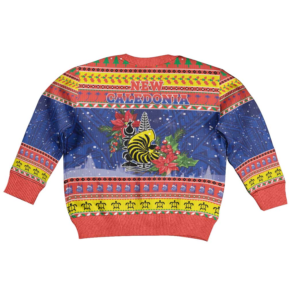 New Caledonia Christmas Kid Ugly Christmas Sweater Kanaky Poinsettia Joyeux Noel