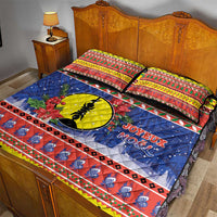 New Caledonia Christmas Quilt Bed Set Kanaky Poinsettia Joyeux Noel