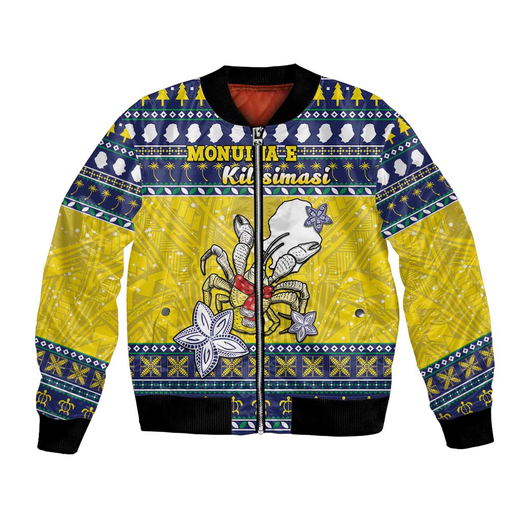 Niue The Rock Christmas Bomber Jacket Niuean Crab Monuina E Kilisimasi