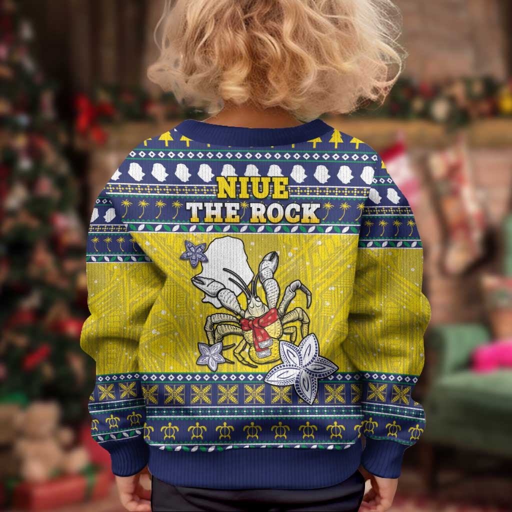 Niue The Rock Christmas Kid Ugly Christmas Sweater Niuean Crab Monuina E Kilisimasi