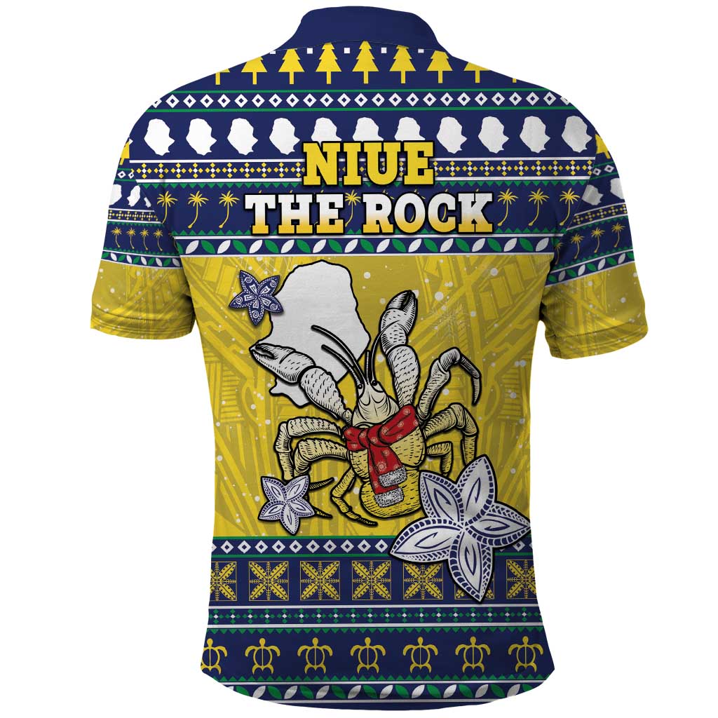 Niue The Rock Christmas Polo Shirt Niuean Crab Monuina E Kilisimasi