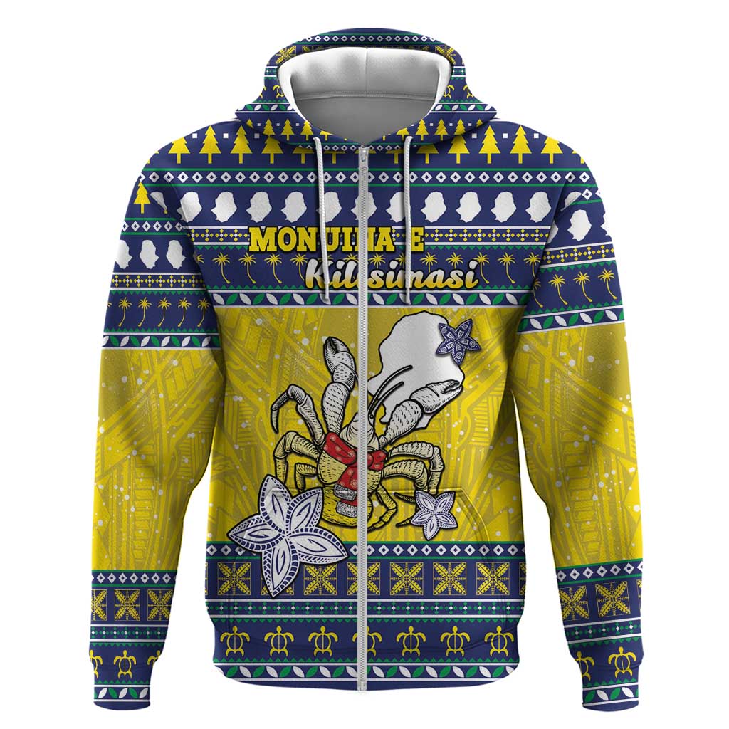 Niue The Rock Christmas Zip Hoodie Niuean Crab Monuina E Kilisimasi