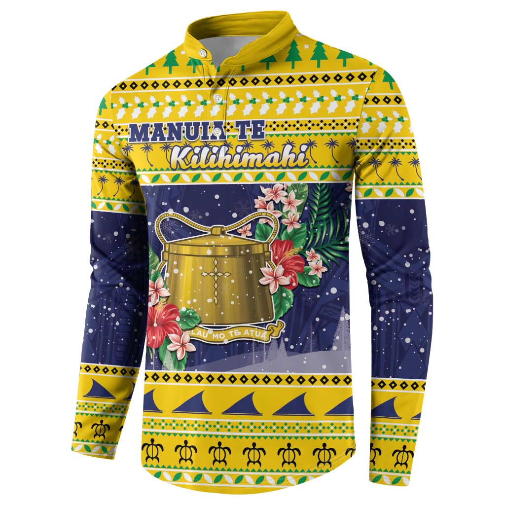 Tokelau Christmas Button Sweatshirt Tokelauan Badge Manuia Te Kilihimahi