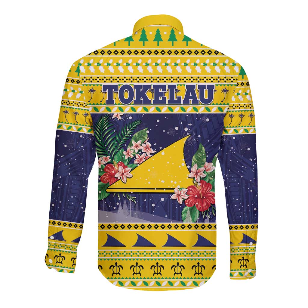 Tokelau Christmas Long Sleeve Button Shirt Tokelauan Badge Manuia Te Kilihimahi