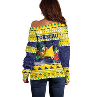 Tokelau Christmas Off Shoulder Sweater Tokelauan Badge Manuia Te Kilihimahi