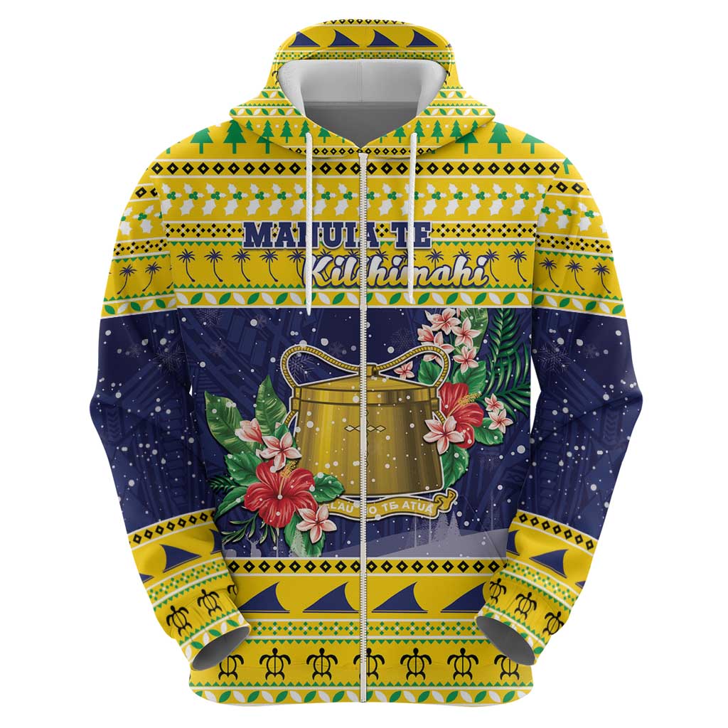 Tokelau Christmas Zip Hoodie Tokelauan Badge Manuia Te Kilihimahi