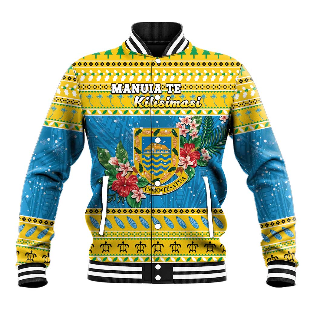 Tuvalu Christmas Baseball Jacket Coat Of Arms Manuia Te Kilisimasi