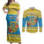 Tuvalu Christmas Couples Matching Off Shoulder Maxi Dress and Long Sleeve Button Shirt Coat Of Arms Manuia Te Kilisimasi