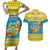 Tuvalu Christmas Couples Matching Short Sleeve Bodycon Dress and Hawaiian Shirt Coat Of Arms Manuia Te Kilisimasi