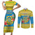 Tuvalu Christmas Couples Matching Short Sleeve Bodycon Dress and Long Sleeve Button Shirt Coat Of Arms Manuia Te Kilisimasi