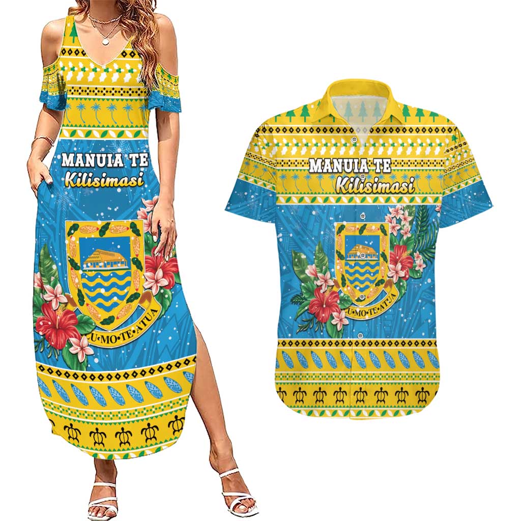 Tuvalu Christmas Couples Matching Summer Maxi Dress and Hawaiian Shirt Coat Of Arms Manuia Te Kilisimasi