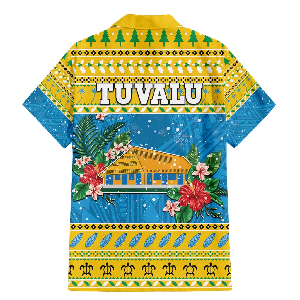 Tuvalu Christmas Family Matching Mermaid Dress and Hawaiian Shirt Coat Of Arms Manuia Te Kilisimasi