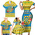 Tuvalu Christmas Family Matching Short Sleeve Bodycon Dress and Hawaiian Shirt Coat Of Arms Manuia Te Kilisimasi