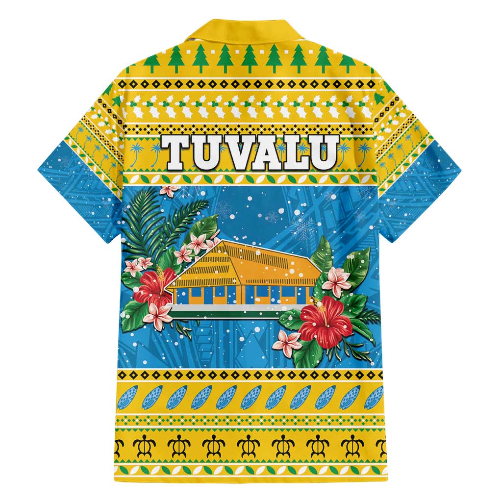 Tuvalu Christmas Family Matching Short Sleeve Bodycon Dress and Hawaiian Shirt Coat Of Arms Manuia Te Kilisimasi
