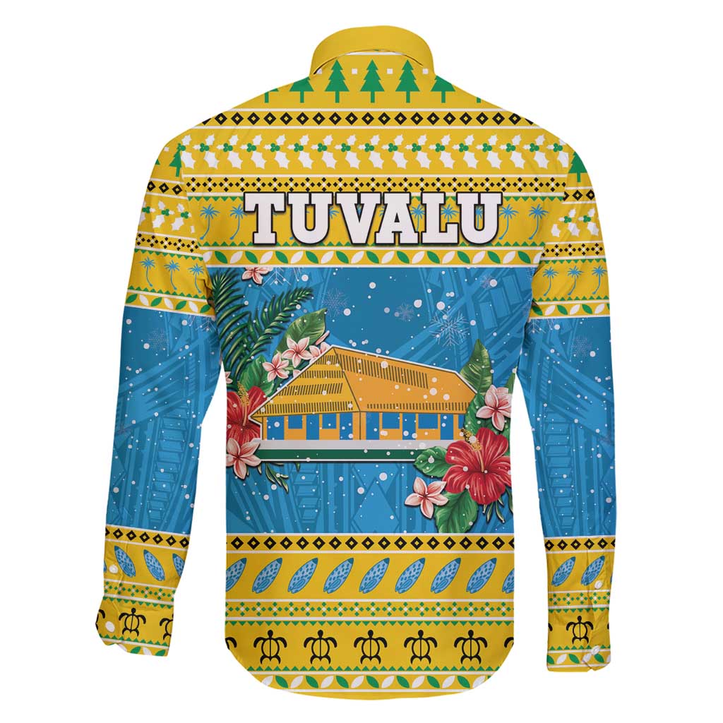 Tuvalu Christmas Family Matching Short Sleeve Bodycon Dress and Hawaiian Shirt Coat Of Arms Manuia Te Kilisimasi