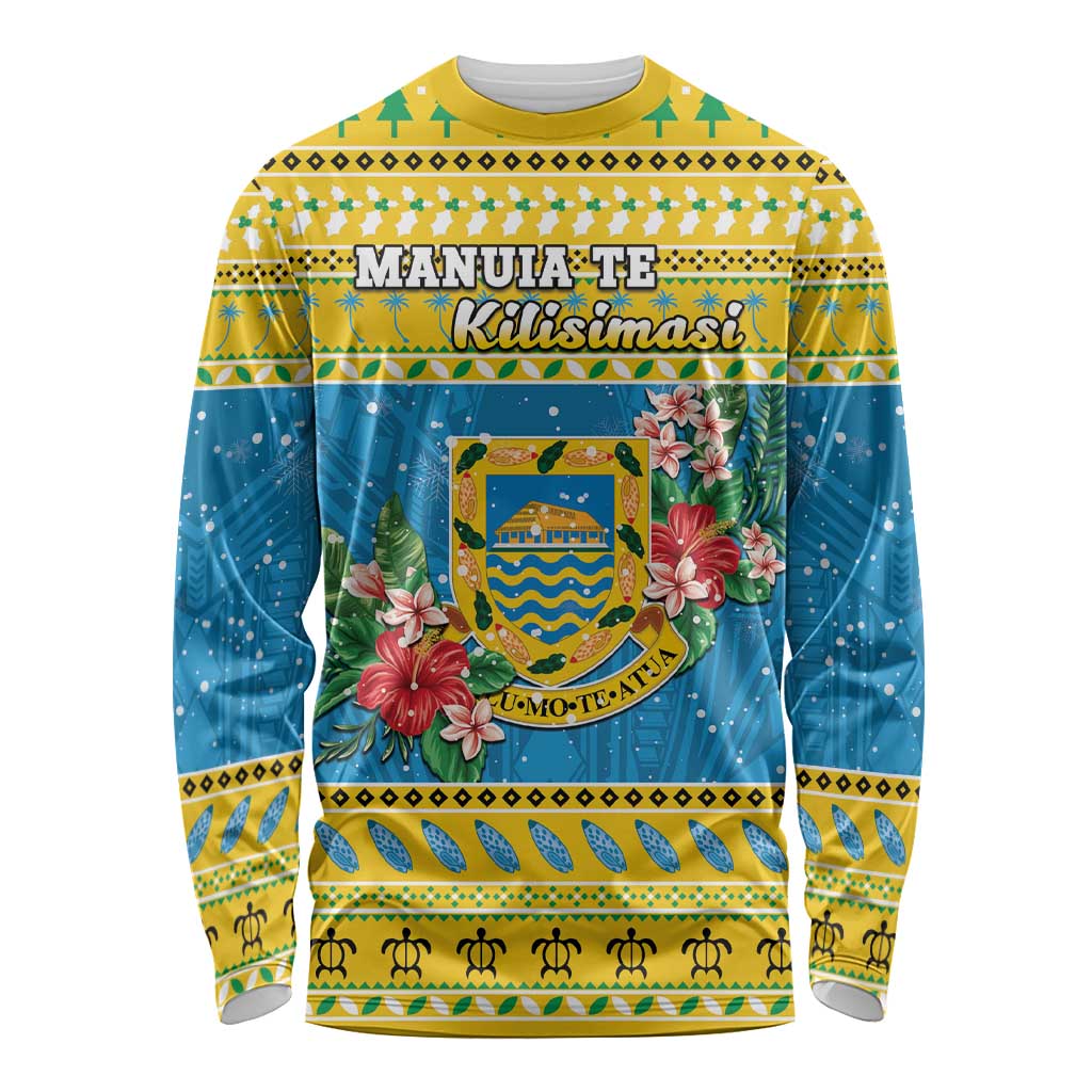 Tuvalu Christmas Long Sleeve Shirt Coat Of Arms Manuia Te Kilisimasi