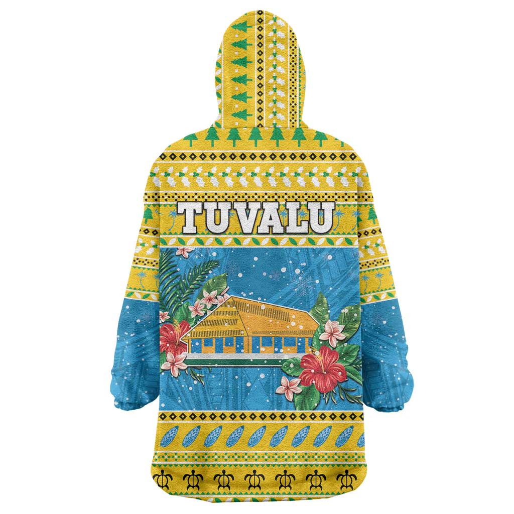 Tuvalu Christmas Wearable Blanket Hoodie Coat Of Arms Manuia Te Kilisimasi
