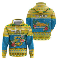 Tuvalu Christmas Zip Hoodie Coat Of Arms Manuia Te Kilisimasi
