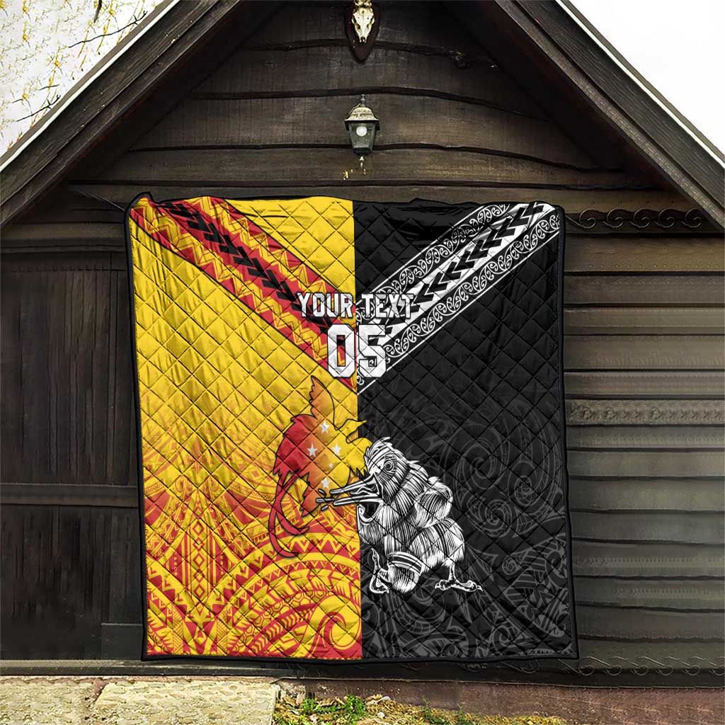 New Zealand And Papua New Guinea Rugby Custom Quilt Maori Kiwi With Bird of Paradise