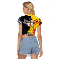 New Zealand And Papua New Guinea Rugby Custom Raglan Cropped T Shirt Maori Kiwi With Bird of Paradise