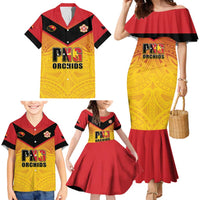 Papua New Guinea Rugby Custom Family Matching Mermaid Dress and Hawaiian Shirt Go Orchids Pacific Champions LT05 - Polynesian Pride