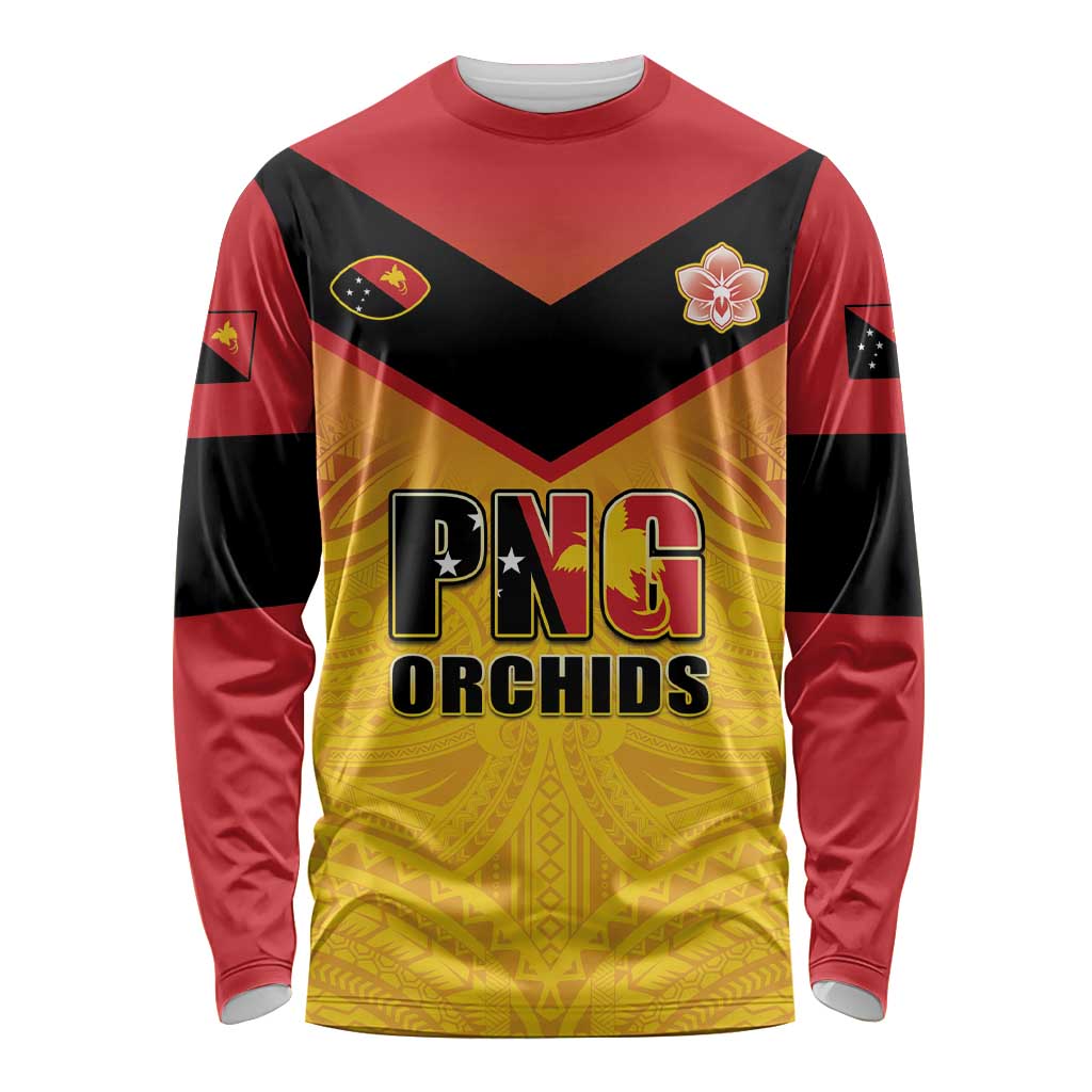 Papua New Guinea Rugby Custom Long Sleeve Shirt Go Orchids Pacific Champions