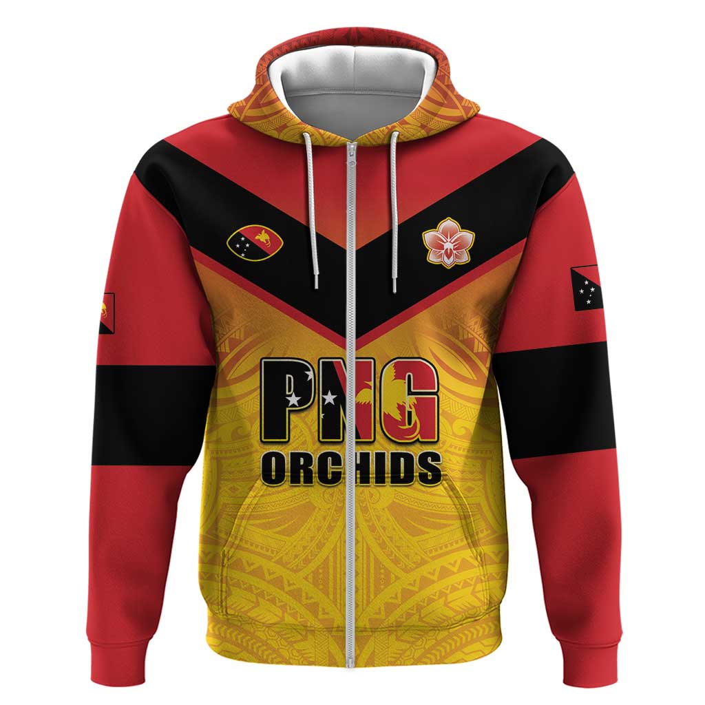 Papua New Guinea Rugby Custom Zip Hoodie Go Orchids Pacific Champions