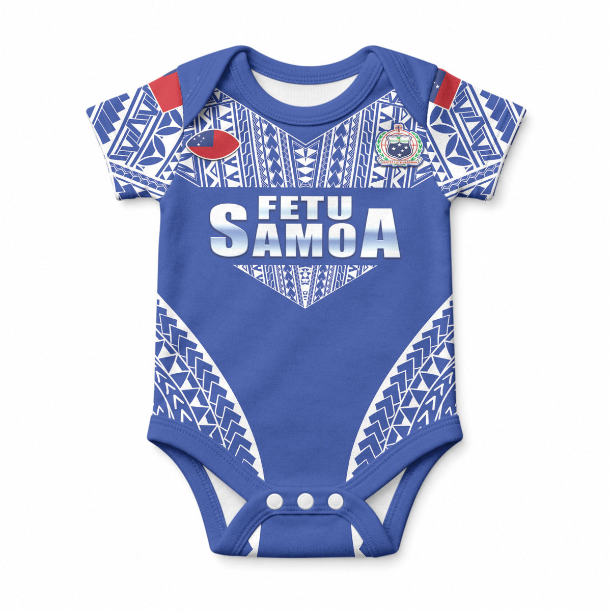 Fetu Samoa Rugby Custom Baby Onesie Go Champions LT05 Blue - Polynesian Pride