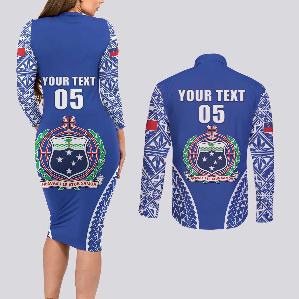 Fetu Samoa Rugby Custom Couples Matching Long Sleeve Bodycon Dress and Long Sleeve Button Shirt Go Champions