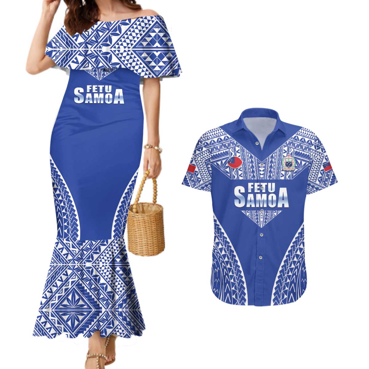 Fetu Samoa Rugby Custom Couples Matching Mermaid Dress and Hawaiian Shirt Go Champions