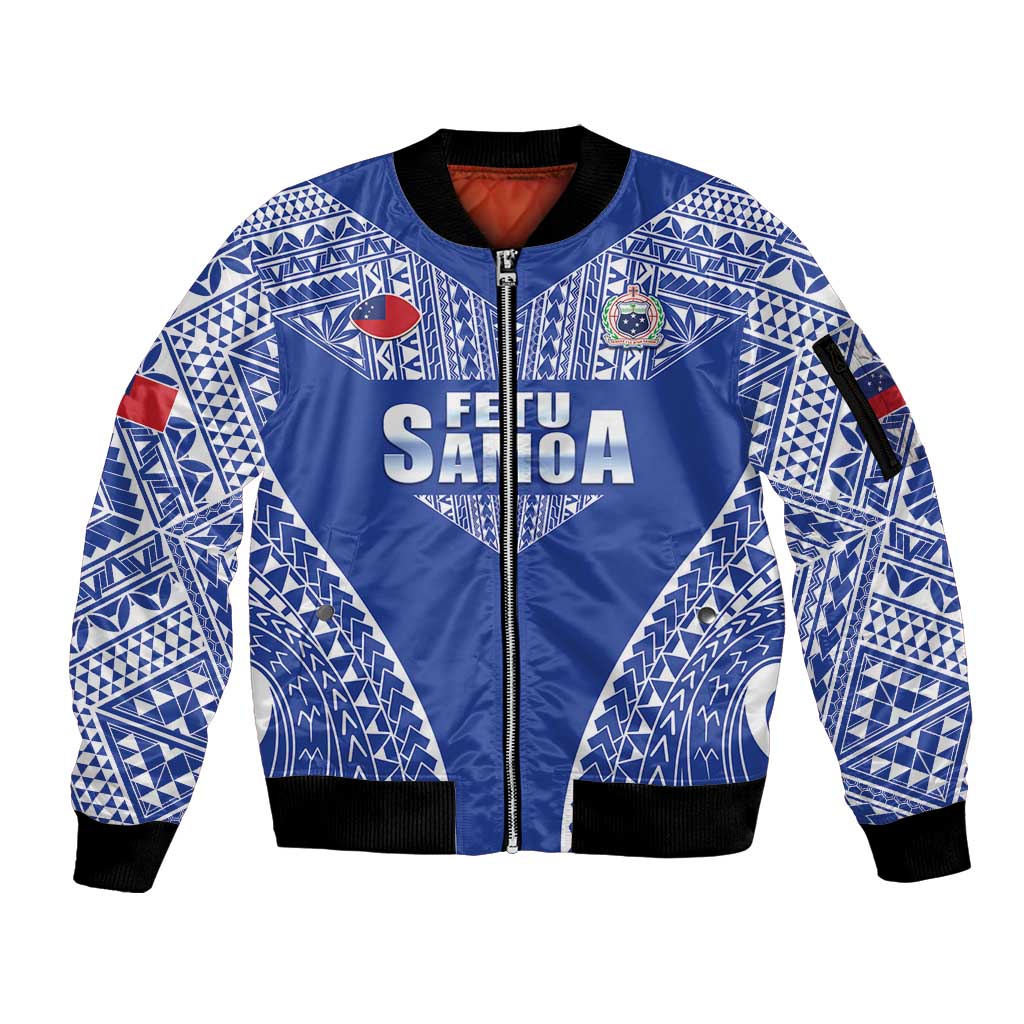 Fetu Samoa Rugby Custom Sleeve Zip Bomber Jacket Go Champions