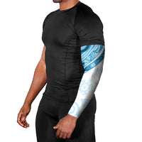 Blue Polynesian Tribal Turtle Floral Pattern Arm Sleeves - Polynesian Pride