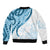 Blue Polynesian Tribal Turtle Floral Pattern Bomber Jacket