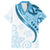 Blue Polynesian Tribal Turtle Floral Pattern Family Matching Short Sleeve Bodycon Dress and Hawaiian Shirt