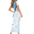 Blue Polynesian Tribal Turtle Floral Pattern Family Matching Short Sleeve Bodycon Dress and Hawaiian Shirt