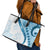 Blue Polynesian Tribal Turtle Floral Pattern Leather Tote Bag