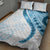 Blue Polynesian Tribal Turtle Floral Pattern Quilt Bed Set