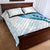 Blue Polynesian Tribal Turtle Floral Pattern Quilt Bed Set