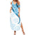 Blue Polynesian Tribal Turtle Floral Pattern Summer Maxi Dress