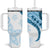Blue Polynesian Tribal Turtle Floral Pattern Tumbler With Handle