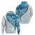 Blue Polynesian Tribal Turtle Floral Pattern Zip Hoodie