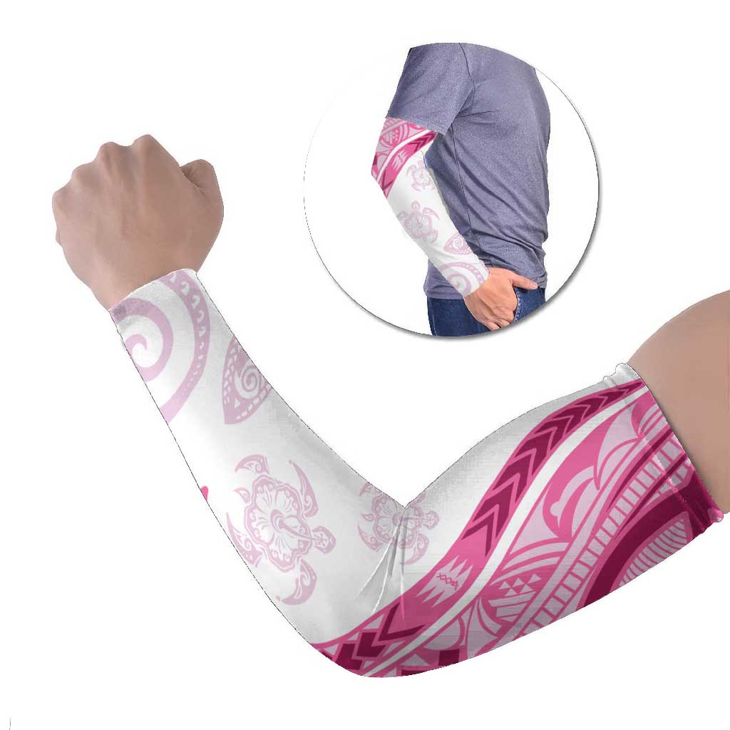 Rose Pink Polynesian Tribal Turtle Floral Pattern Arm Sleeves - Polynesian Pride