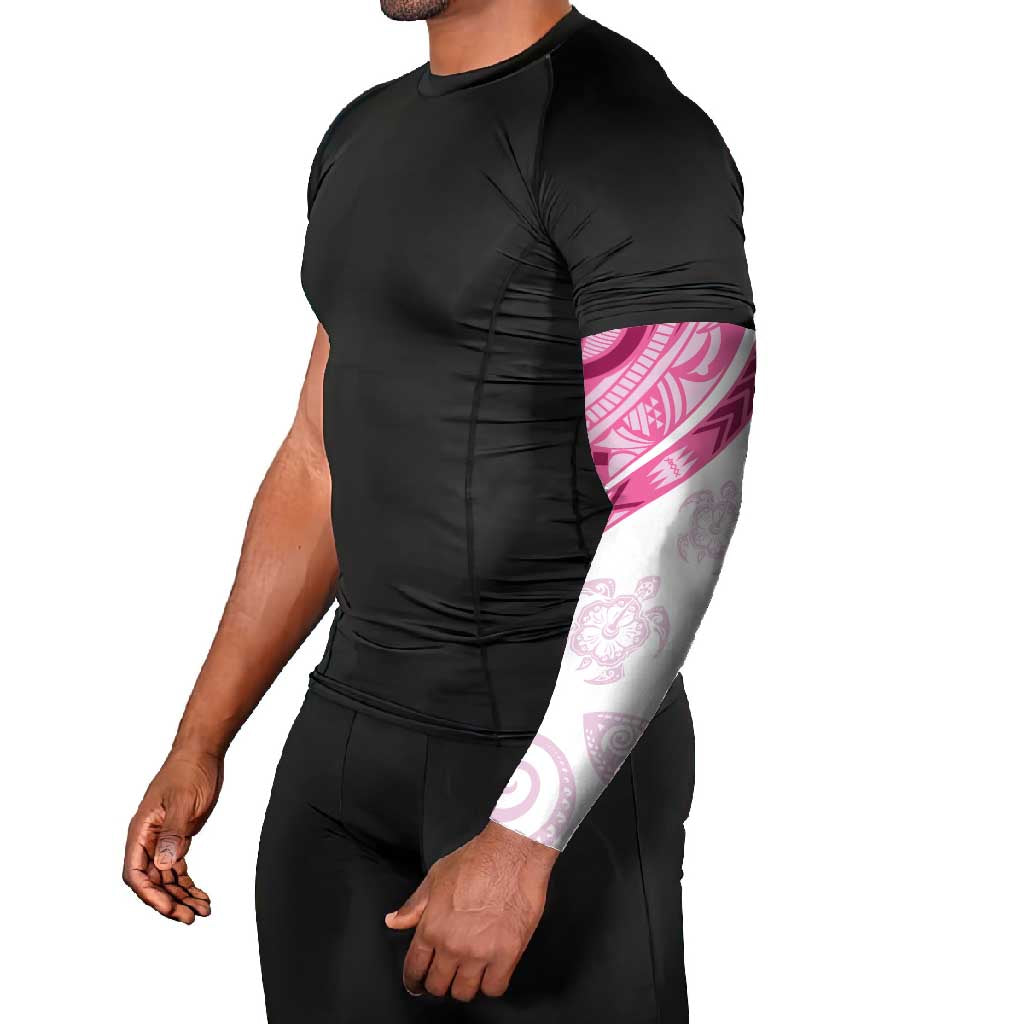 Rose Pink Polynesian Tribal Turtle Floral Pattern Arm Sleeves - Polynesian Pride