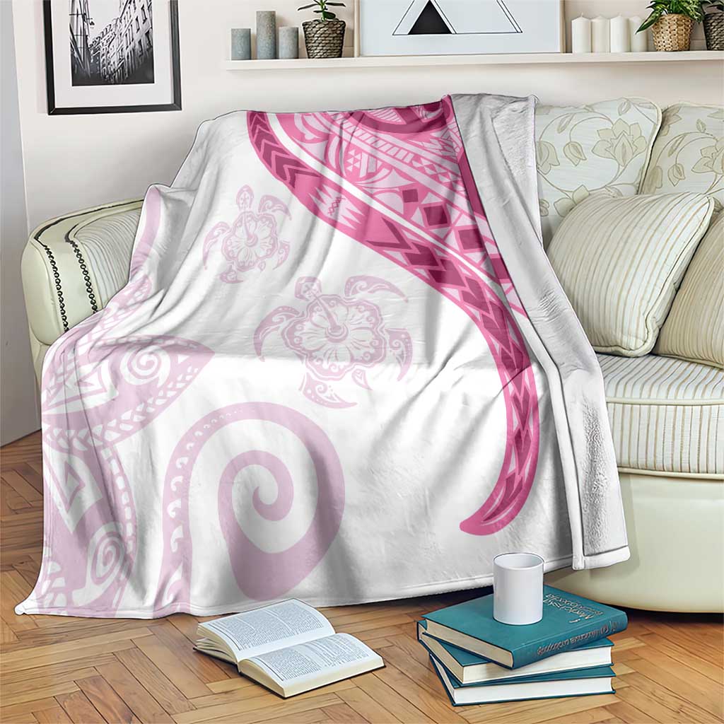 Rose Pink Polynesian Tribal Turtle Floral Pattern Blanket