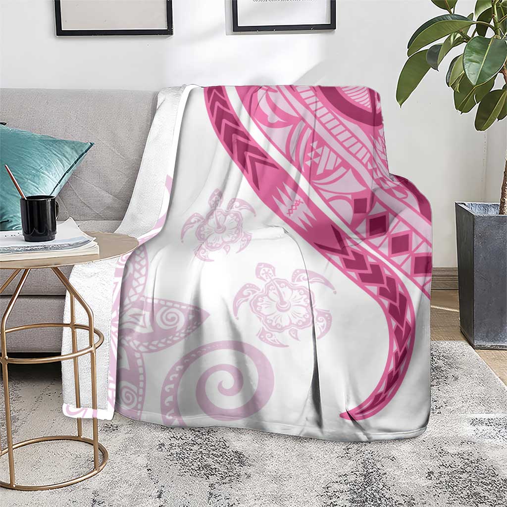 Rose Pink Polynesian Tribal Turtle Floral Pattern Blanket