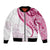 Rose Pink Polynesian Tribal Turtle Floral Pattern Bomber Jacket