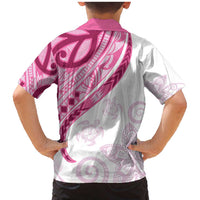 Rose Pink Polynesian Tribal Turtle Floral Pattern Family Matching Mermaid Dress and Hawaiian Shirt
