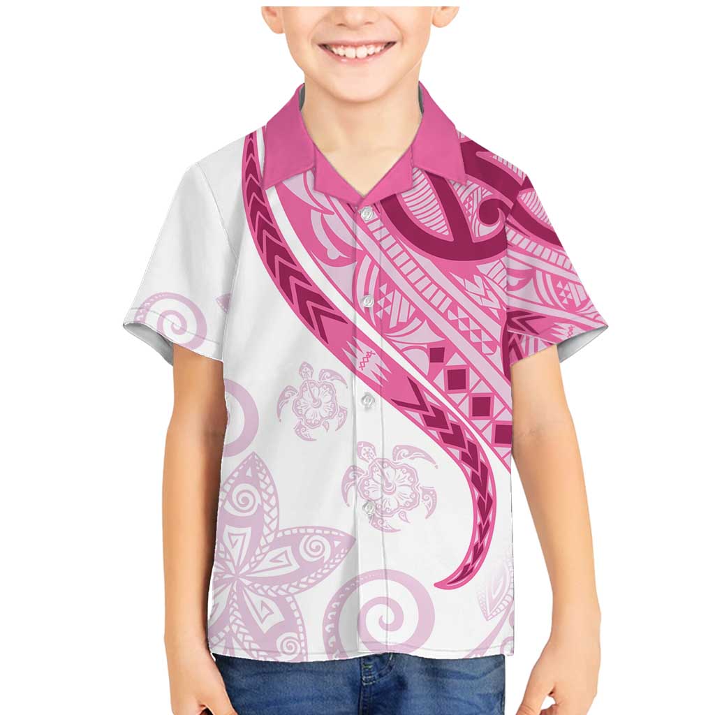 Rose Pink Polynesian Tribal Turtle Floral Pattern Family Matching Mermaid Dress and Hawaiian Shirt