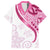 Rose Pink Polynesian Tribal Turtle Floral Pattern Family Matching Off The Shoulder Long Sleeve Dress and Hawaiian Shirt